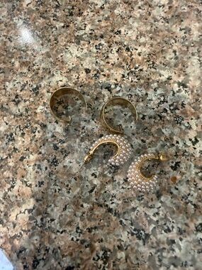 Gold Pearl-Accented Hoop Earrings - Elegant Women's Jewelry